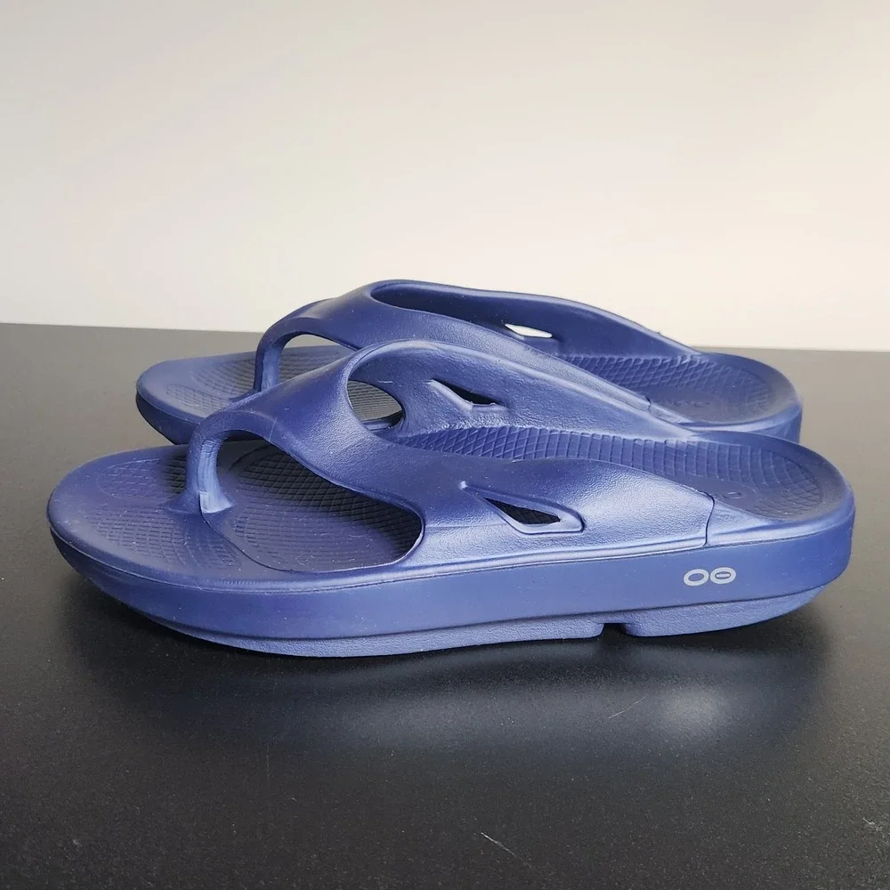 OOFOS Original Recovery Sandals Mens 8 Womens 11 Blue Flip Flop Thong Shoes